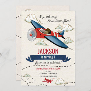 Airplane Birthday Invitation Vintage Time Flies