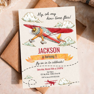 Airplane Birthday Invitation Vintage Time Flies