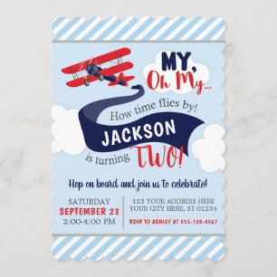 Airplane Birthday Invitation with Envelopes