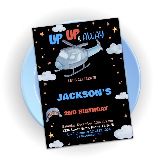 Airplane Birthday Invitations Blue Gray Black (Airplane Birthday Invitations Blue Gray Black)