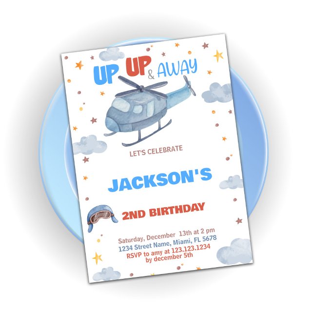 Airplane Birthday Invitations Blue Gray Orange (Airplane Birthday Invitations Blue Gray Orange)