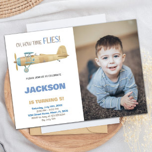 Airplane Birthday Invitations with photo