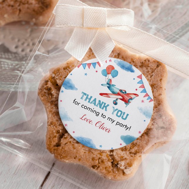 Airplane Birthday Oh My Time Flies Sticker Labels (Creator Uploaded)