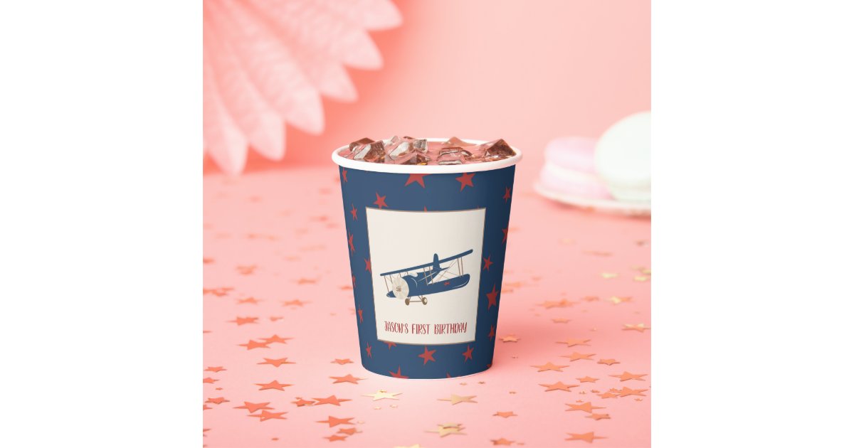 Airplane Birthday Paper Cup | Zazzle