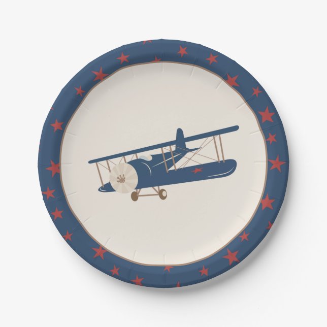 Airplane Birthday Paper Plate (Front)