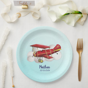 Airplane Birthday Paper Plate, Fly on over Plates