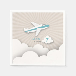 Airplane Birthday Party - Blue Napkins
