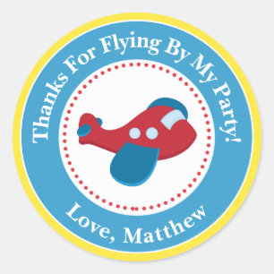 Airplane Birthday Party Favor Stickers