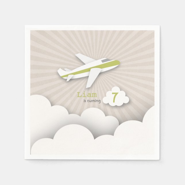 Airplane Birthday Party - Green Napkins (Front)