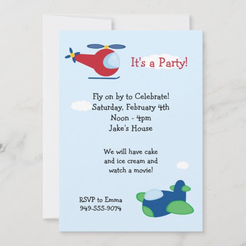 Airplane Birthday Party Invitation