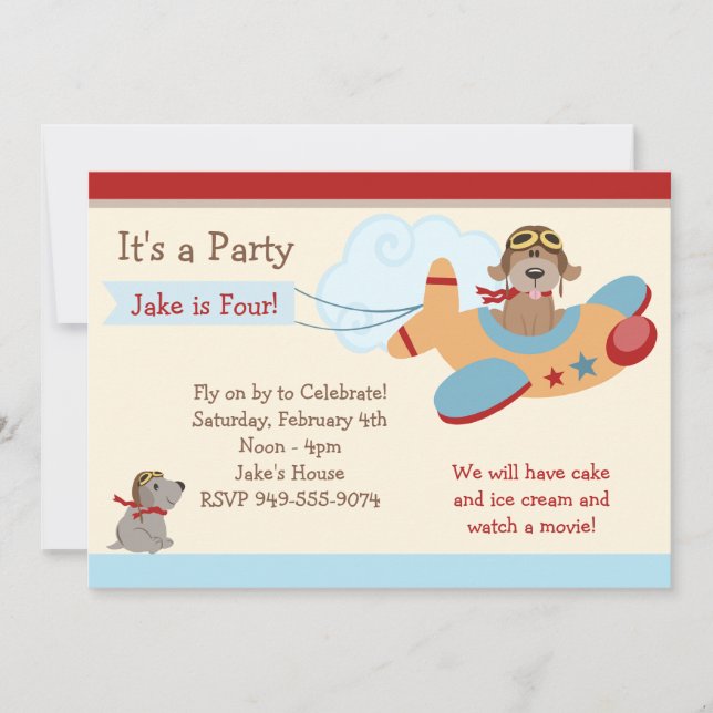 Airplane Birthday Party Invitation (Front)