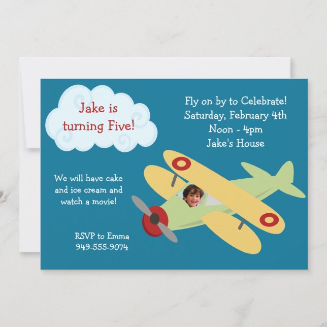 Airplane Birthday Party Invitation (Front)