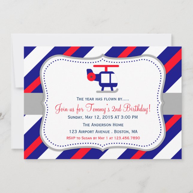 Airplane Birthday Party Invitation (Front)