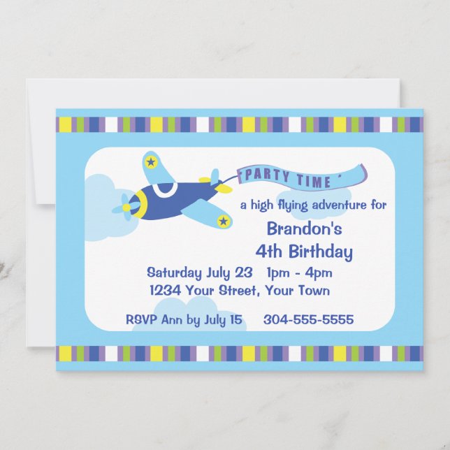 Airplane Birthday Party Invitation (Front)