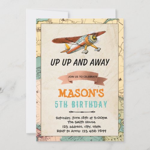 Airplane birthday party invitation