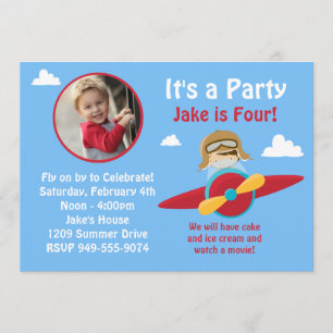 Airplane Birthday Party Invitation