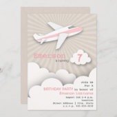 Airplane Birthday Party Invitation - Pink (Front/Back)