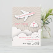 Airplane Birthday Party Invitation - Pink (Standing Front)