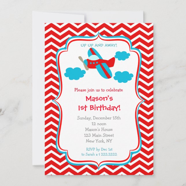 Airplane Birthday Party Invitations (Front)