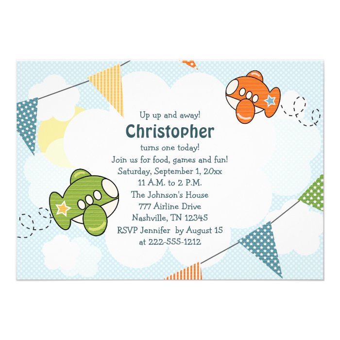 Airplane Birthday Party Invitations