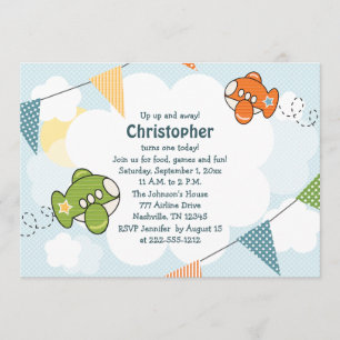 Airplane Birthday Party Invitations