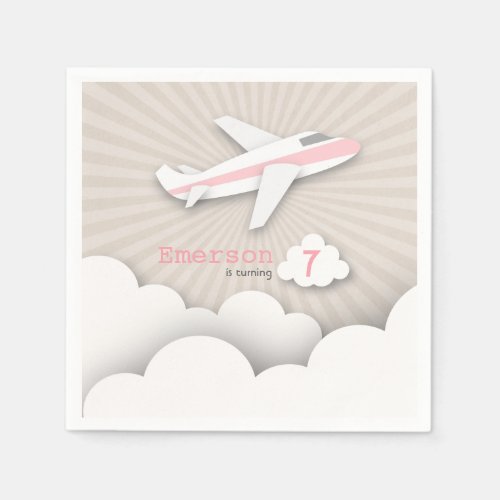 Airplane Birthday Party _ Pink Napkins