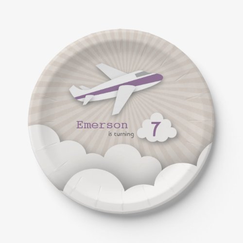 Airplane Birthday Party _ Purple Paper Plates