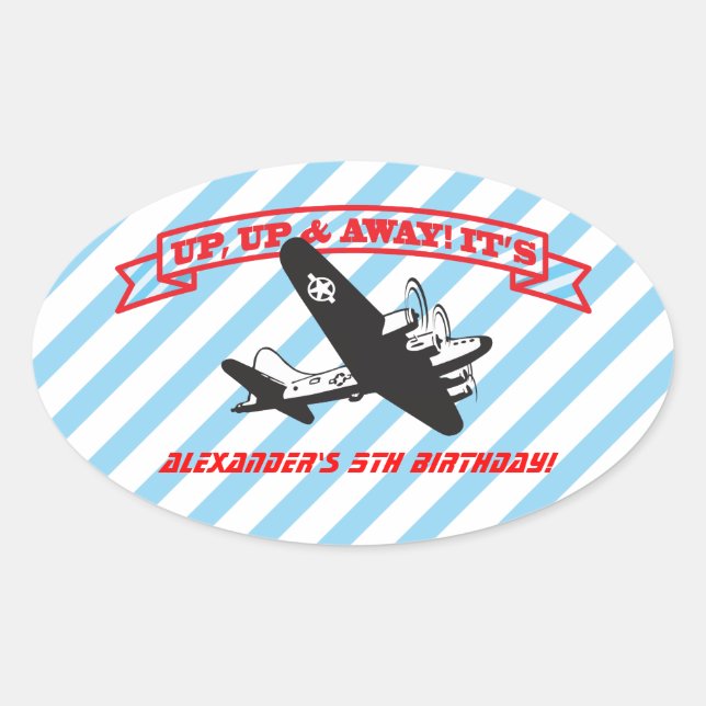 Airplane BIrthday Party Stickers (Front)
