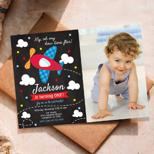 Airplane Birthday Photo Invitation Time Files
