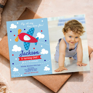 Airplane Birthday Photo Invitation / Time Flies