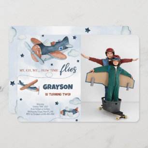 Airplane Birthday Photo Invitations