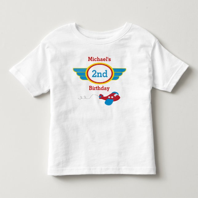Airplane Birthday T-shirt Toddler Kid (Front)
