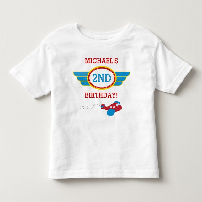 Airplane Birthday T-shirt Toddler Kid (Front)