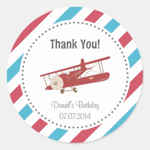 Airplane Birthday Thank You Sticker