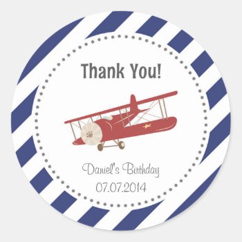Airplane Birthday Thank You Sticker by melanileestyle at Zazzle