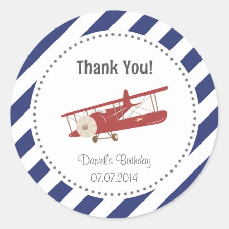 Airplane Birthday Thank You Sticker