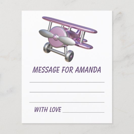 Airplane birthday time capsule message (Front)