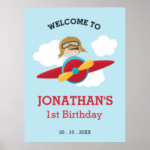 Airplane Birthday Welcome Sign (Boy Birthday Sign)