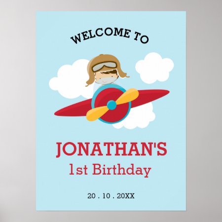 Airplane Birthday Welcome Sign (boy Birthday Sign)