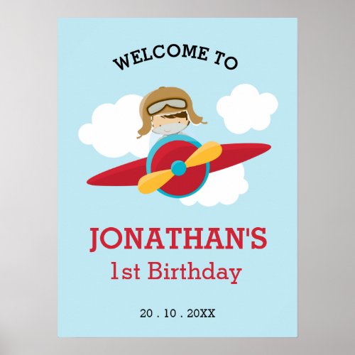 Airplane Birthday Welcome Sign Boy Birthday Sign