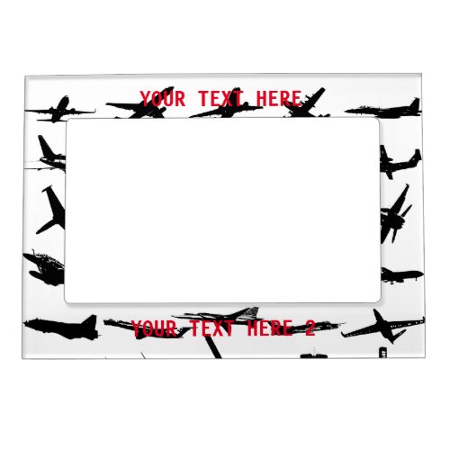 Airplane Black Silhouettes_ Magnetic Frame