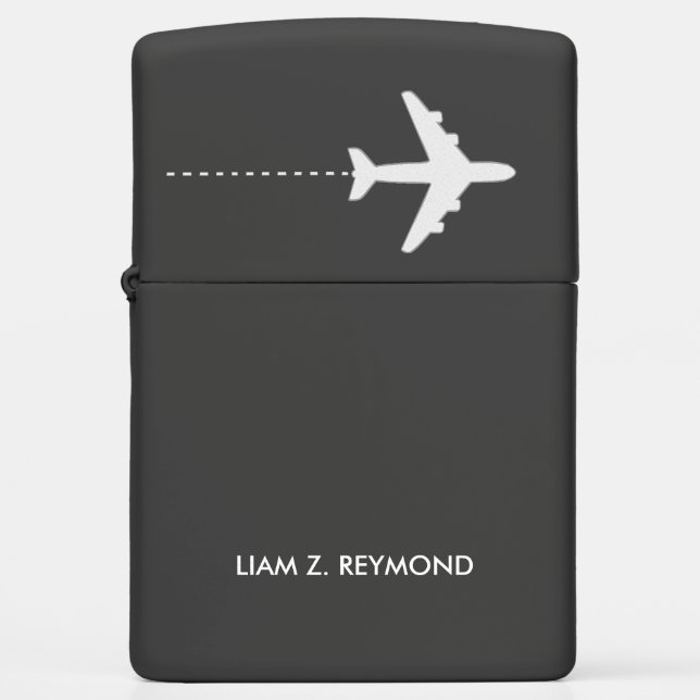 Airplane BLACK Zippo Lighter (Front)