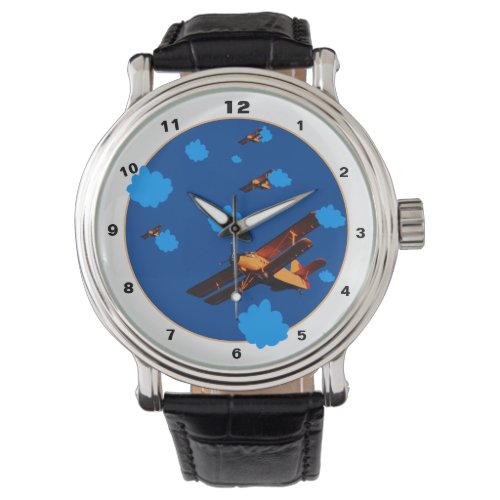 Airplane  Blue Clouds Sky vintage plane Aviation Watch