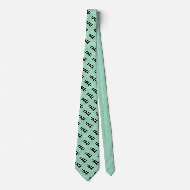 Airplane Blue Green Neck Tie (Front)