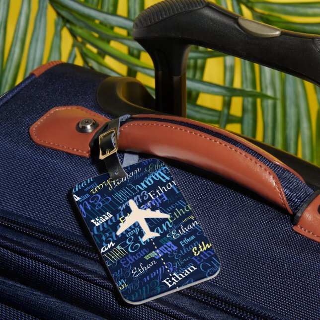 Airplane blue name cool luggage tag (Front Insitu 1)