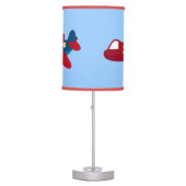 Airplane Blue/Red Nursery Room Lamp (Front)