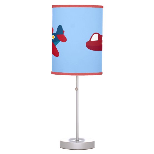 Airplane Blue/Red Nursery Room Lamp (Front)