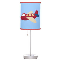 Airplane Blue/Red Nursery Room Lamp