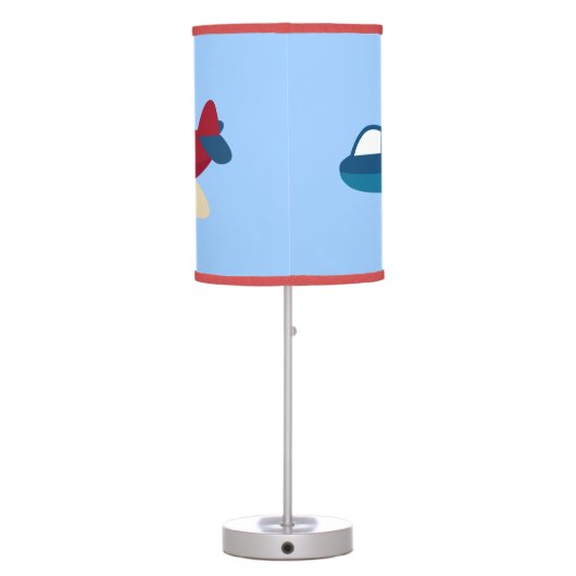 Airplane Blue/Red Nursery Room Lamp (Back)