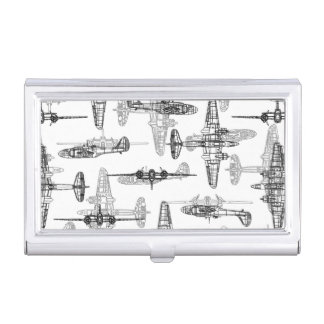 Airplane Blueprint 1 Business Card Case